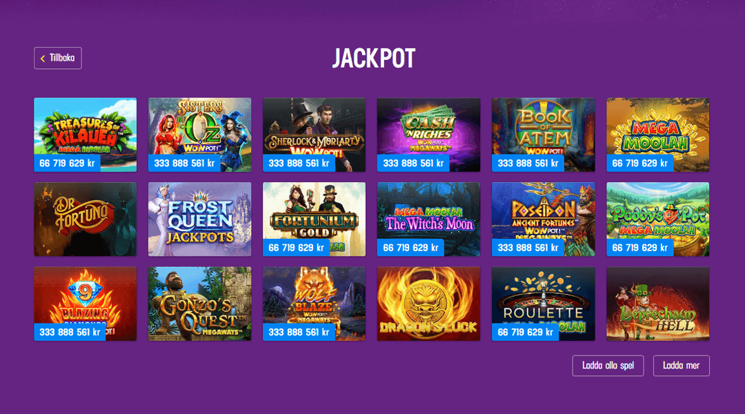Progressiva jackpottar hos lucky casino