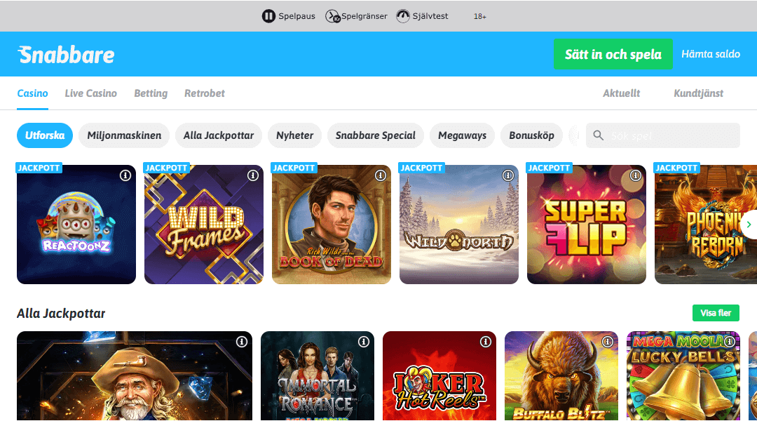 Spelutbudet hos Snabbare